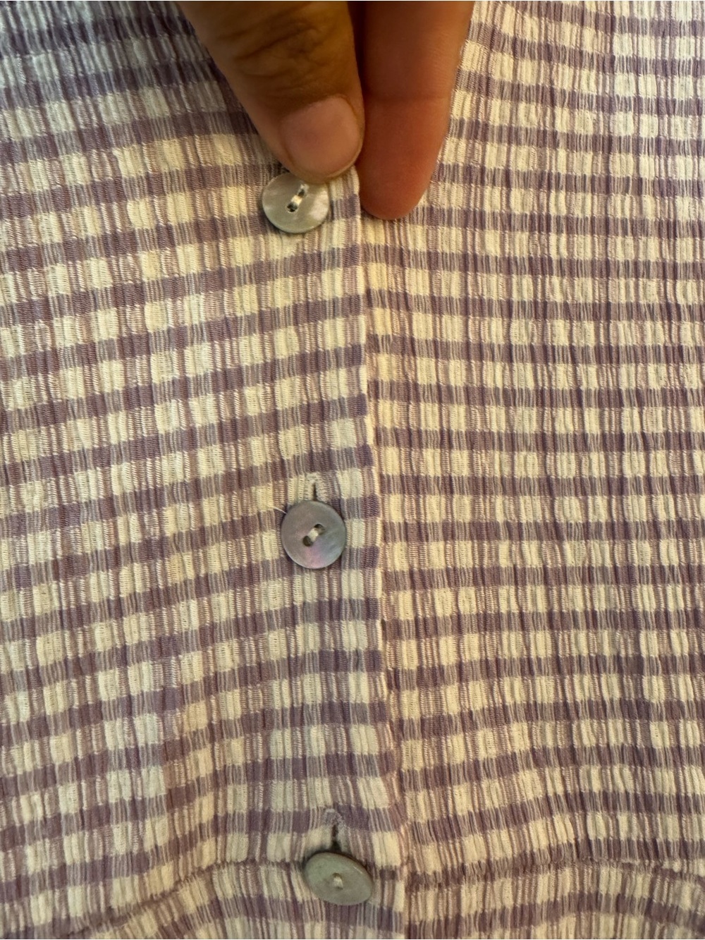 Madewell Lavender-Check Button-Front Mini Dress - Picture 10 of 13